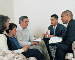 Mormon Missionaries teaching